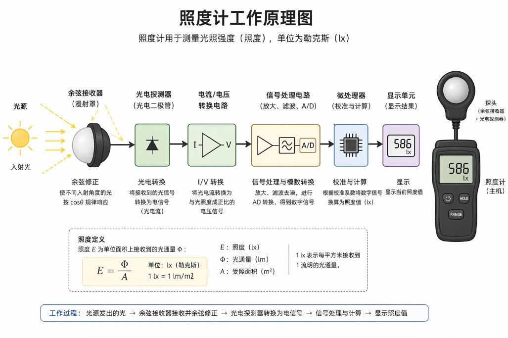 滤光片 手持数字照度计工作道理